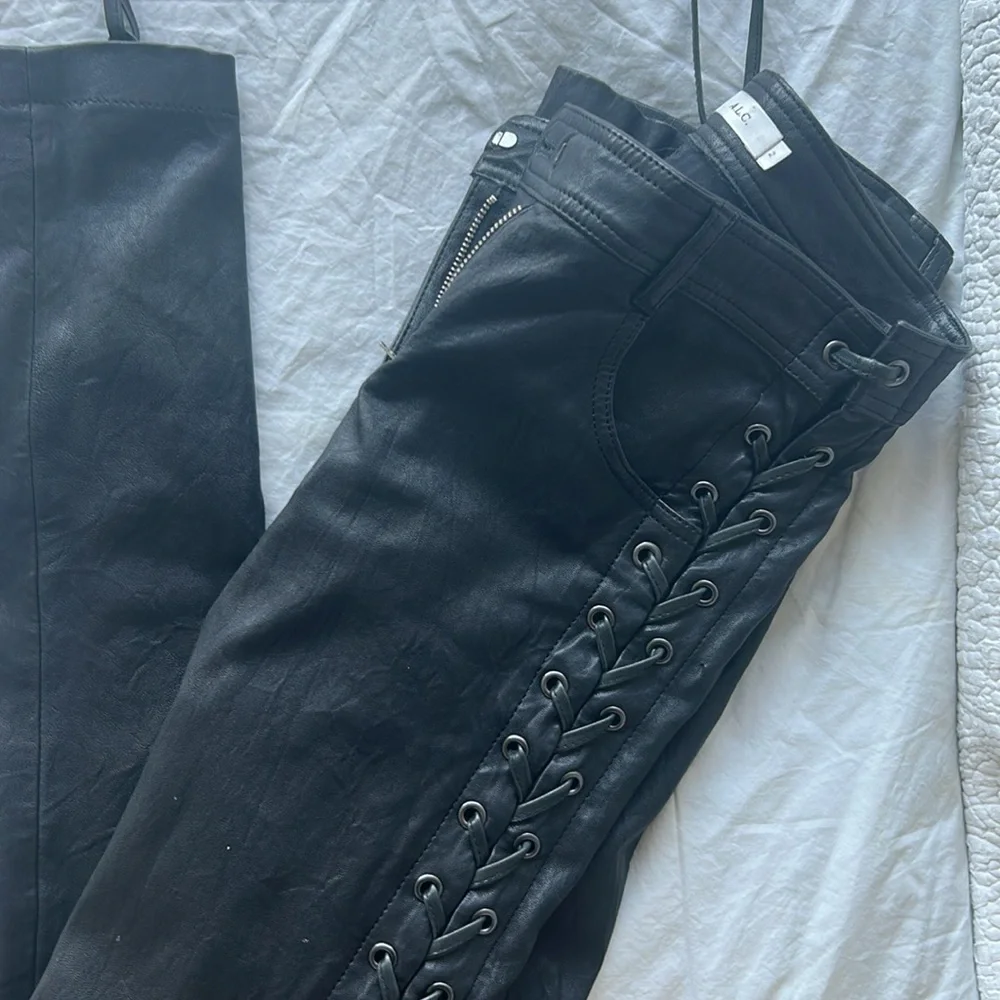 A.L.C. ‘Dent’ Black Lace-Up Leather Pants Size 2 - Picture 14 of 14